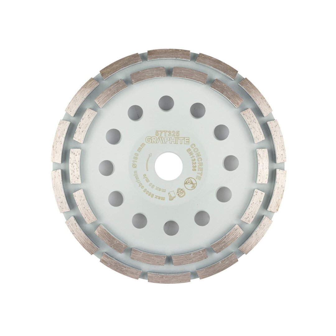 Deimantinis šlifavimo diskas, 2 segmentai, 180 x 22,2 mm, sausa