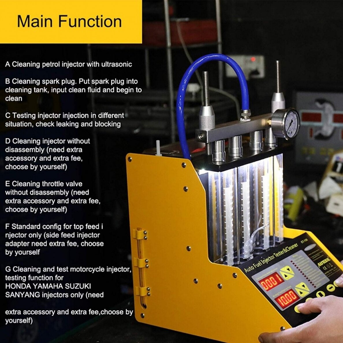 Degalų įpurškimo testeris ir purkštukų valymo įrenginys (FTC105) 2 Degalų įpurškimo testeris ir purkštukų valymo įrenginys (FTC105) 2