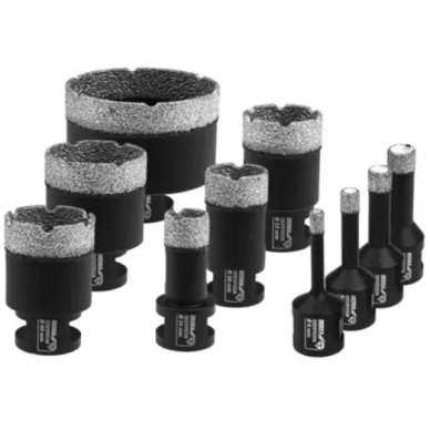 Deimantinės gręžimo karūnos Dedra DED1592SZ07, 10 vnt., 6, 8, 10, 12, 20, 28, 35, 40, 45, 68 mm 1 Deimantinės gręžimo karūnos Dedra DED1592SZ07, 10 vnt., 6, 8, 10, 12, 20, 28, 35, 40, 45, 68 mm 1