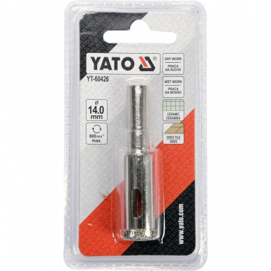 Deimantinis cilindrinis grąžtas Yato, 14 mm 2 Deimantinis cilindrinis grąžtas Yato, 14 mm 2