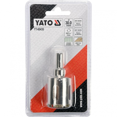 Deimantinis cilindrinis grąžtas Yato, 30 mm 2 Deimantinis cilindrinis grąžtas Yato, 30 mm 2