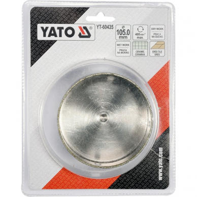 Deimantinis cilindrinis grąžtas Yato, 105 mm 2 Deimantinis cilindrinis grąžtas Yato, 105 mm 2