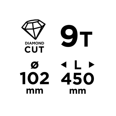 Deimantinis gręžimo skylių pjūklas 58G540 102×450mm×9T 8 Deimantinis gręžimo skylių pjūklas 58G540 102×450mm×9T 8