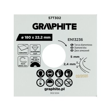 Deimantinis pjovimo diskas, 180 x 22,2 mm, šlapiam pjovimui 3 Deimantinis pjovimo diskas, 180 x 22,2 mm, šlapiam pjovimui 3