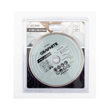 Deimantinis pjovimo diskas, 180 x 25,4 mm, šlapiam pjovimui 1 Deimantinis pjovimo diskas, 180 x 25,4 mm, šlapiam pjovimui 1