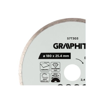 Deimantinis pjovimo diskas, 180 x 25,4 mm, šlapiam pjovimui 3 Deimantinis pjovimo diskas, 180 x 25,4 mm, šlapiam pjovimui 3
