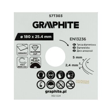 Deimantinis pjovimo diskas, 180 x 25,4 mm, šlapiam pjovimui 4 Deimantinis pjovimo diskas, 180 x 25,4 mm, šlapiam pjovimui 4