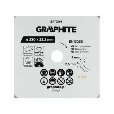 Deimantinis pjovimo diskas, 230 x 22,2 mm, šlapiam pjovimui 4 Deimantinis pjovimo diskas, 230 x 22,2 mm, šlapiam pjovimui 4