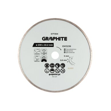 Deimantinis pjovimo diskas, 230 x 22,2 mm, šlapiam pjovimui Deimantinis pjovimo diskas, 230 x 22,2 mm, šlapiam pjovimui