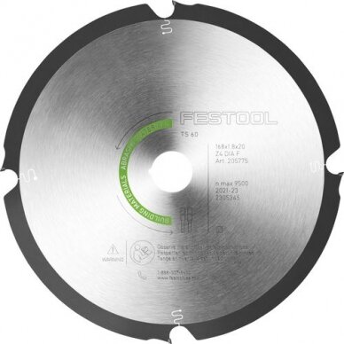 Deimantinis pjovimo diskas ABRASIVE MATERIALS Festool DIA 168x1,8x20 F4 (205769) 1