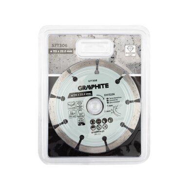Deimantinis segmentinis pjovimo diskas, 115 x 22,2 mm, sausam ir šlapiam pjovimui 1 Deimantinis segmentinis pjovimo diskas, 115 x 22,2 mm, sausam ir šlapiam pjovimui 1