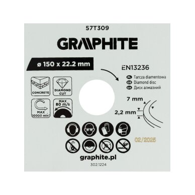 Deimantinis segmentinis pjovimo diskas, 150 x 22,2 mm, sausam pjovimui 5