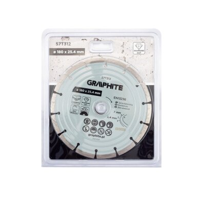 Deimantinis segmentinis pjovimo diskas, 180 x 25,4 mm, sausam pjovimui 1