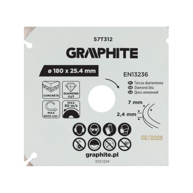 Deimantinis segmentinis pjovimo diskas, 180 x 25,4 mm, sausam pjovimui 5