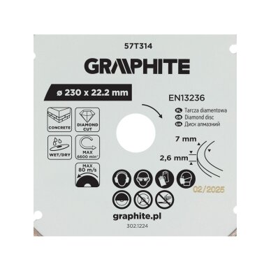 Deimantinis segmentinis pjovimo diskas, 230 x 22,2 mm, sausam ir šlapiam pjovimui 5