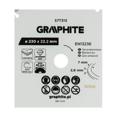 Deimantinis segmentinis pjovimo diskas, 230 x 22,2 mm, sausam pjovimui 5