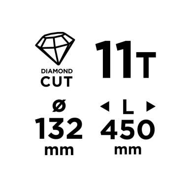 Deimantinis skylių pjūklas 58G540 132×450mm×11T 8 Deimantinis skylių pjūklas 58G540 132×450mm×11T 8