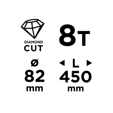 Deimantinis skylių pjūklas 58G540 82×450mm×8T 8