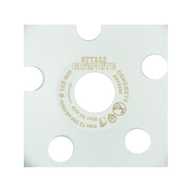 Deimantinis šlifavimo diskas, 1 segmentas, 125 x 22,2 mm, sausam pjovimui 2