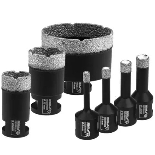 Deimantinės gręžimo karūnos Dedra DED1592SZ06, 7 vnt., 6, 8, 10, 12, 28, 35, 68 mm 1 Deimantinės gręžimo karūnos Dedra DED1592SZ06, 7 vnt., 6, 8, 10, 12, 28, 35, 68 mm 1