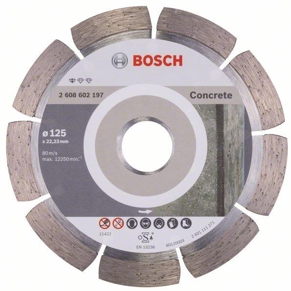 Deimantinis pjovimo diskas Bosch betonui 125mm; 22,23mm Deimantinis pjovimo diskas Bosch betonui 125mm; 22,23mm
