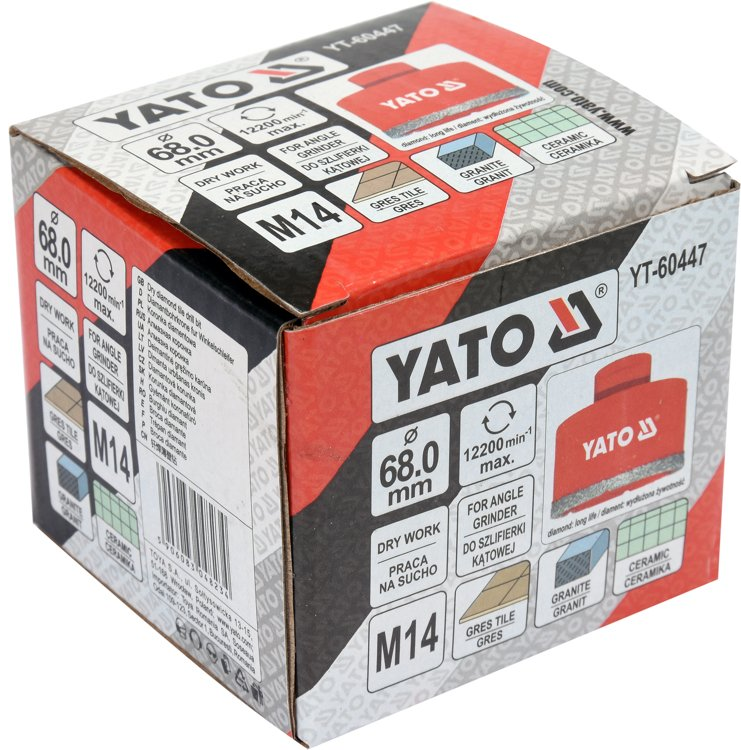 Deimantinė karūna kampiniam šlifuokliui Yato, M14, 68 mm 2 Deimantinė karūna kampiniam šlifuokliui Yato, M14, 68 mm 2