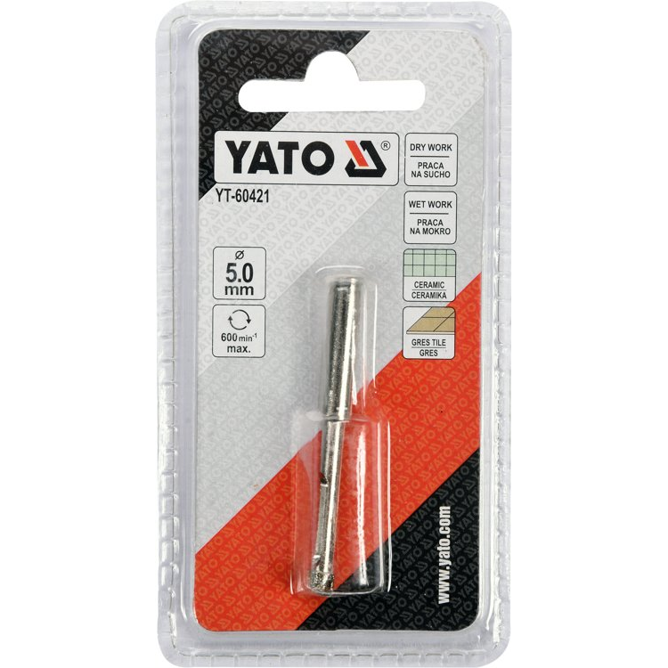 Deimantinis cilindrinis grąžtas Yato, 5 mm 1 Deimantinis cilindrinis grąžtas Yato, 5 mm 1