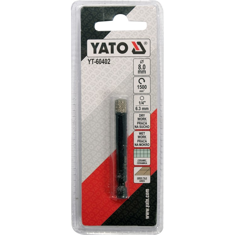 Deimantinė karūna Yato, 6,3 mm (1/4"), 8 mm 2