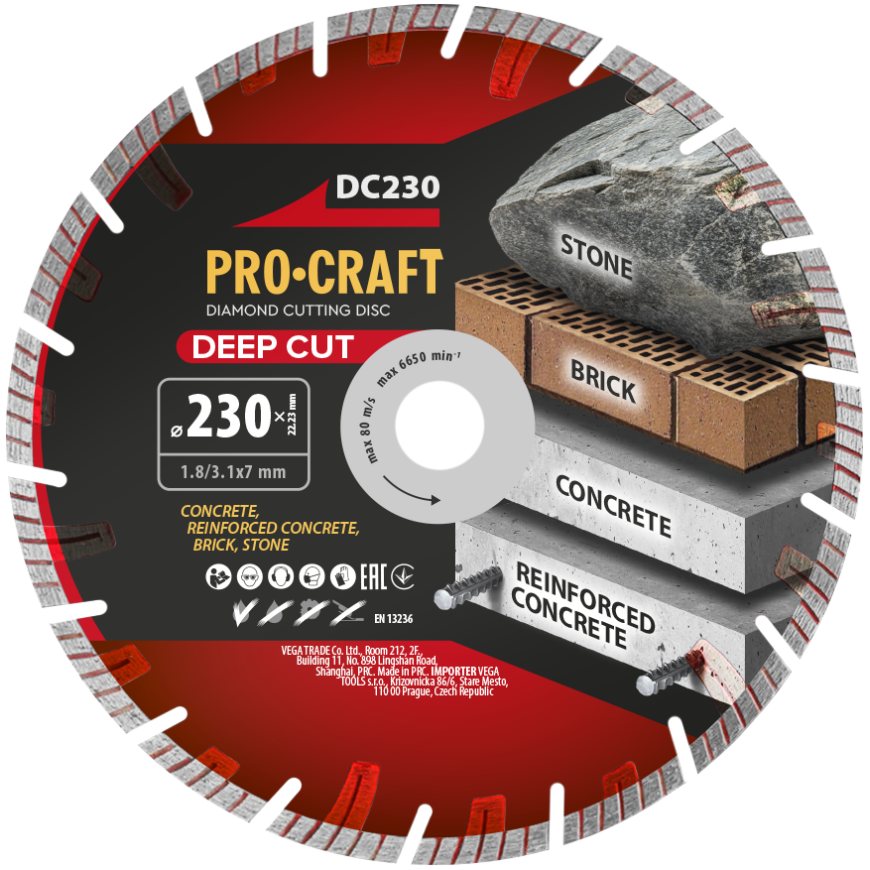 Deimantinis pjovimo diskas „ProCraft DC230”