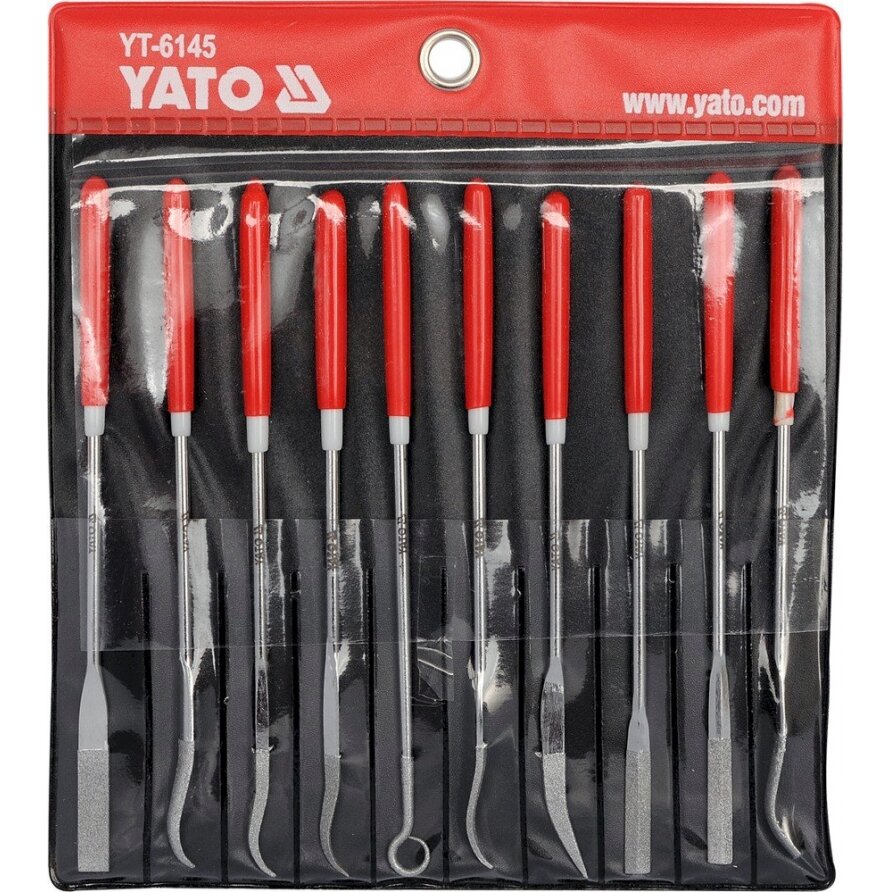 Deimantinių dildelių rinkinys | 3x140x25 mm | 10 vnt. (YT-6145) Deimantinių dildelių rinkinys | 3x140x25 mm | 10 vnt. (YT-6145)