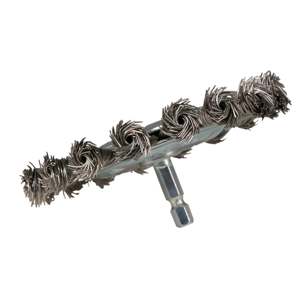 Disko formos šveitimo šepetys Makita D-76722, 100mm, su 1/4'' šešiakampiu antgaliu 2 Disko formos šveitimo šepetys Makita D-76722, 100mm, su 1/4'' šešiakampiu antgaliu 2