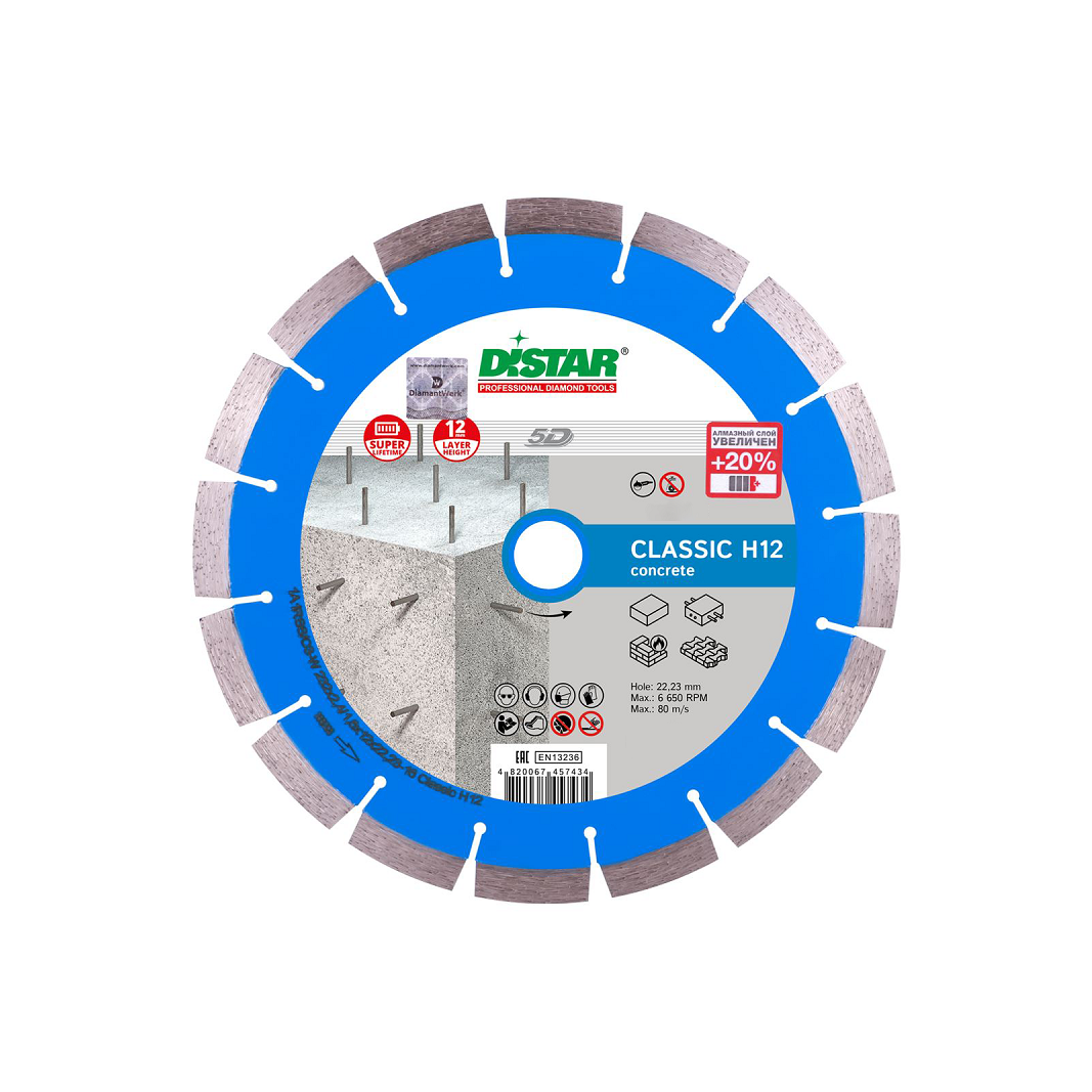 DISTAR CLASSIC H12 deimantinis diskas gelžbetoniui hidrotechniniam betonui, 230mm DISTAR CLASSIC H12 deimantinis diskas gelžbetoniui hidrotechniniam betonui, 230mm