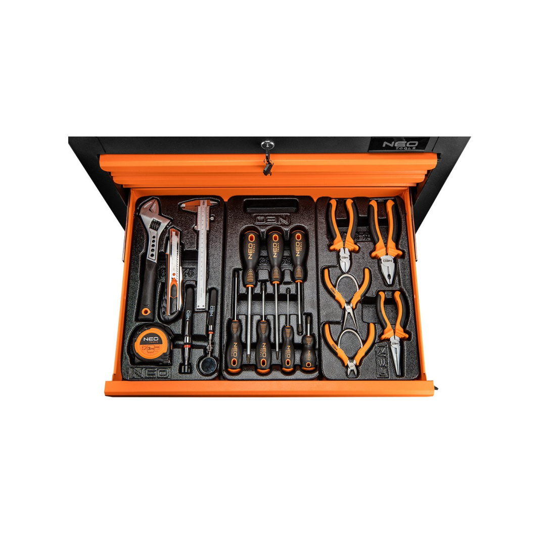 Dirbtuvių spintelė NEO, 6 stalčiai + 149 įrankiai 3 Dirbtuvių spintelė NEO, 6 stalčiai + 149 įrankiai 3