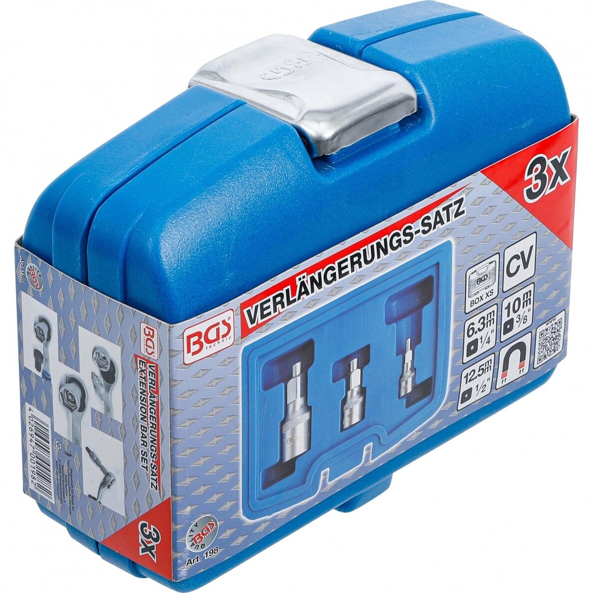 Magnetinių ilgintuvų rinkinys BGS-technic, 3 vnt 8 Magnetinių ilgintuvų rinkinys BGS-technic, 3 vnt 8