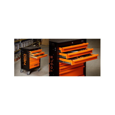 Dirbtuvių spintelė NEO, 7 stalčiai + 129 įrankiai 1 Dirbtuvių spintelė NEO, 7 stalčiai + 129 įrankiai 1