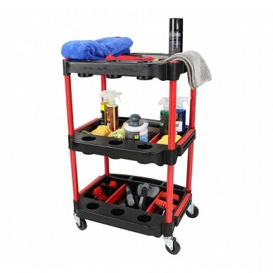 Dirbtuvių vežimėlis | 3 lygių kompozitas su dalių saugykla | + 2 perforacijos su 8 kabliukais (WT3P) 1 Dirbtuvių vežimėlis | 3 lygių kompozitas su dalių saugykla | + 2 perforacijos su 8 kabliukais (WT3P) 1