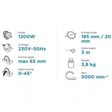 Diskinis pjūklas Graphite 58G488, 1200W 4 Diskinis pjūklas Graphite 58G488, 1200W 4