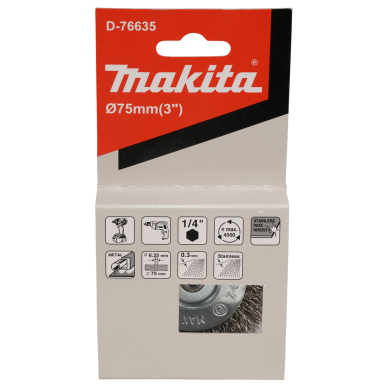 Disko formos šveitimo šepetys Makita D-76635, 75mm, su 1/4'' šešiakampiu antgaliu 4 Disko formos šveitimo šepetys Makita D-76635, 75mm, su 1/4'' šešiakampiu antgaliu 4