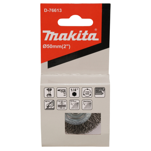 Disko formos šveitimo šepetys Makita D-76613, 50mm, su 1/4'' šešiakampiu antgaliu 4 Disko formos šveitimo šepetys Makita D-76613, 50mm, su 1/4'' šešiakampiu antgaliu 4