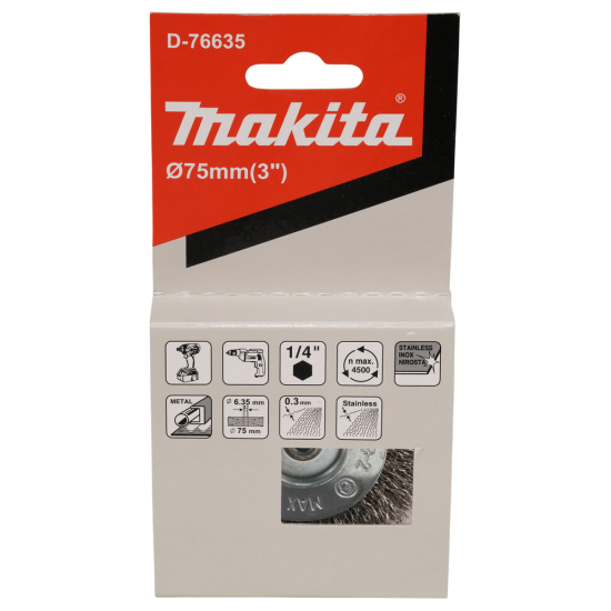Disko formos šveitimo šepetys Makita D-76635, 75mm, su 1/4'' šešiakampiu antgaliu 4 Disko formos šveitimo šepetys Makita D-76635, 75mm, su 1/4'' šešiakampiu antgaliu 4