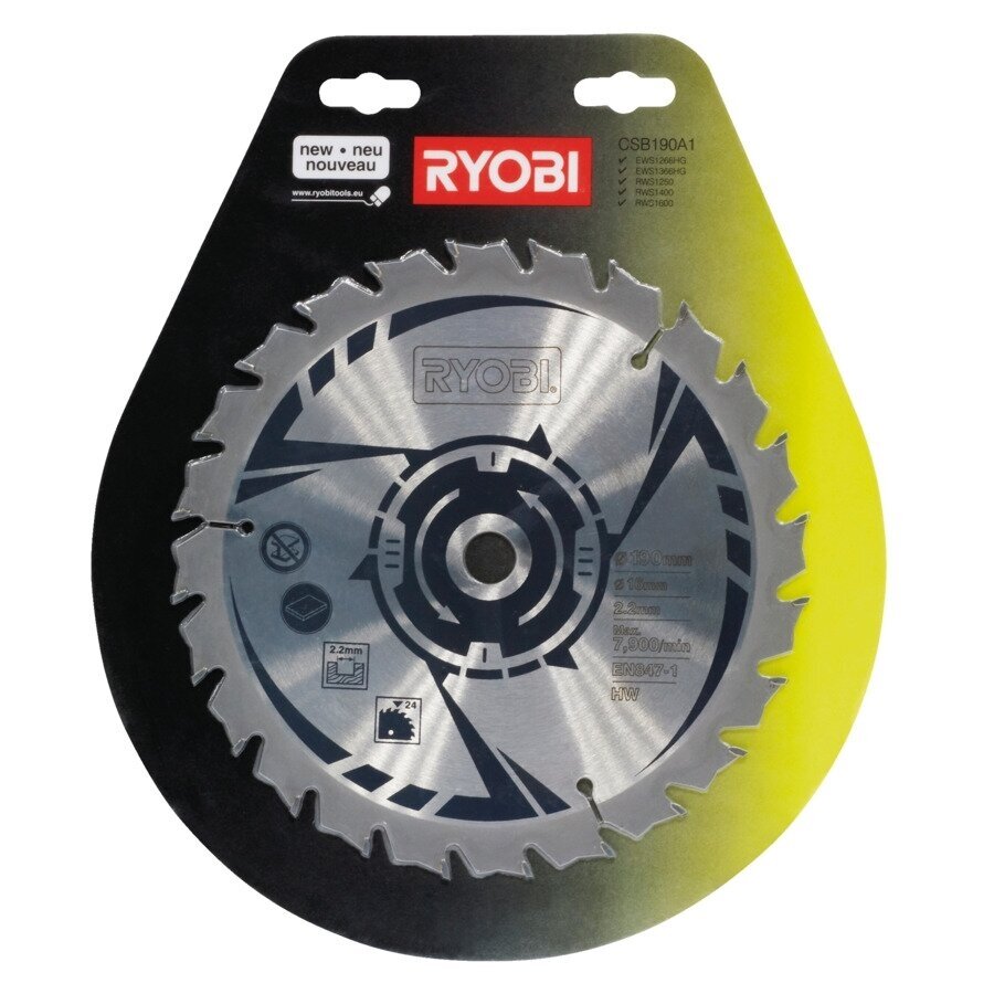 Diskinio pjūklo geležtė Ryobi CSB190A1, 190 mm Diskinio pjūklo geležtė Ryobi CSB190A1, 190 mm
