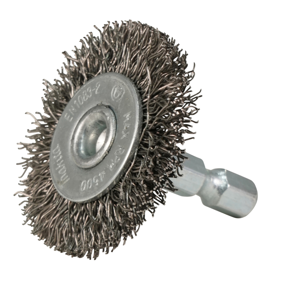 Disko formos šveitimo šepetys Makita D-76607, 38mm, su 1/4'' šešiakampiu antgaliu 1 Disko formos šveitimo šepetys Makita D-76607, 38mm, su 1/4'' šešiakampiu antgaliu 1