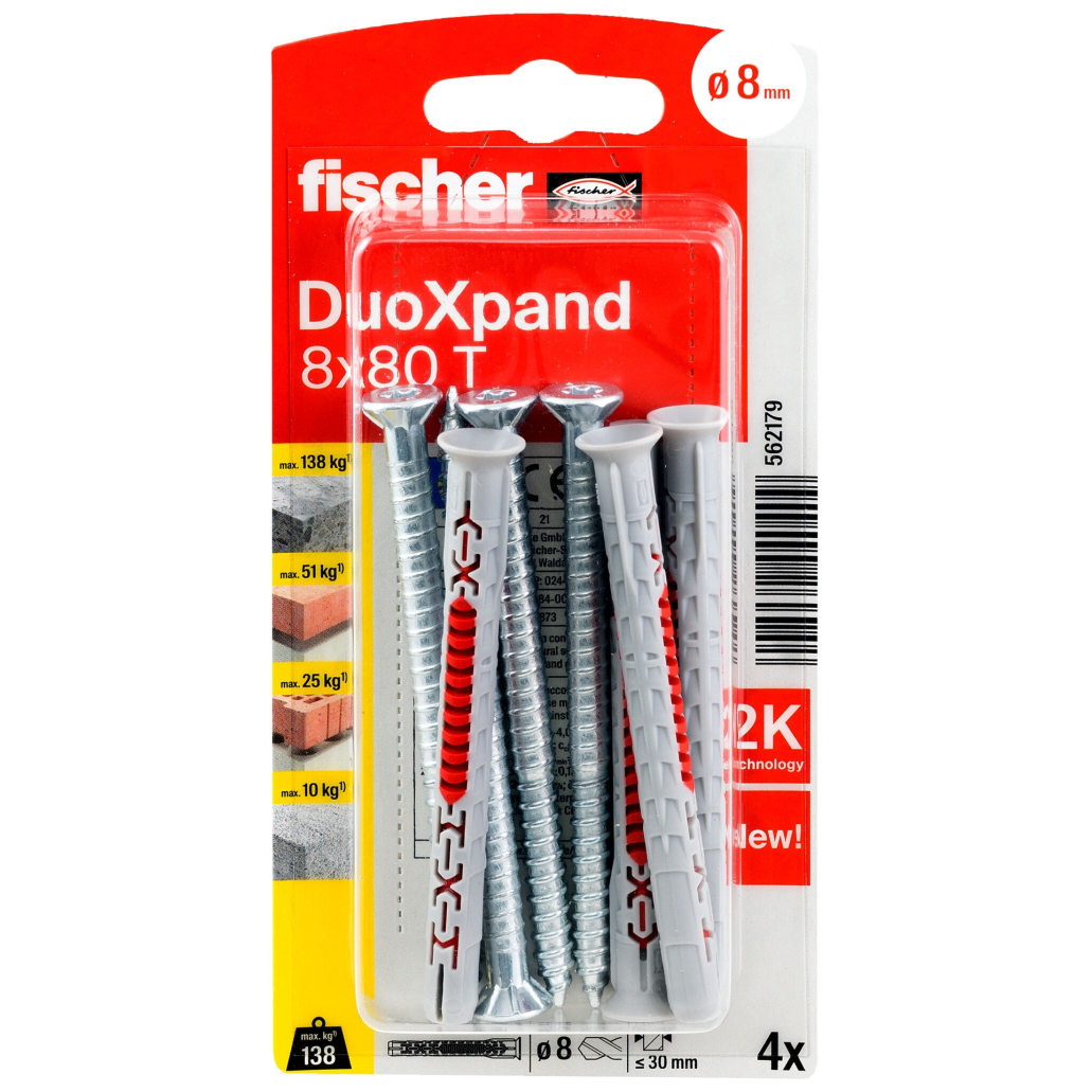 DuoXpand kaištis su varžtu 8x80 T, 4 vnt. 5 DuoXpand kaištis su varžtu 8x80 T, 4 vnt. 5