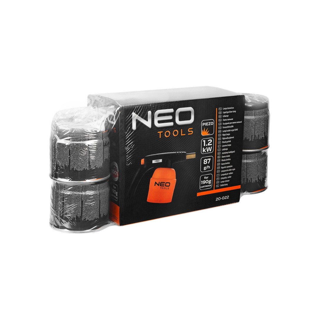 Dujų litavimo lempa, skirta naudoti su 190 g kasetėmis + 4 dujų kasetės 1