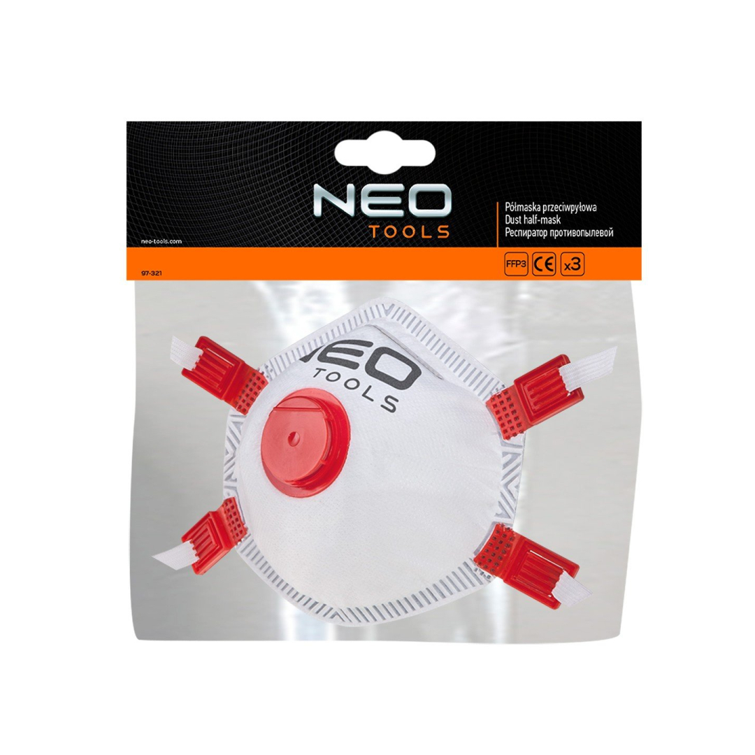 Dulkių apsaugos puskaukė, FFP3, with valve and silicone sealing inside, 3 vnt 1 Dulkių apsaugos puskaukė, FFP3, with valve and silicone sealing inside, 3 vnt 1
