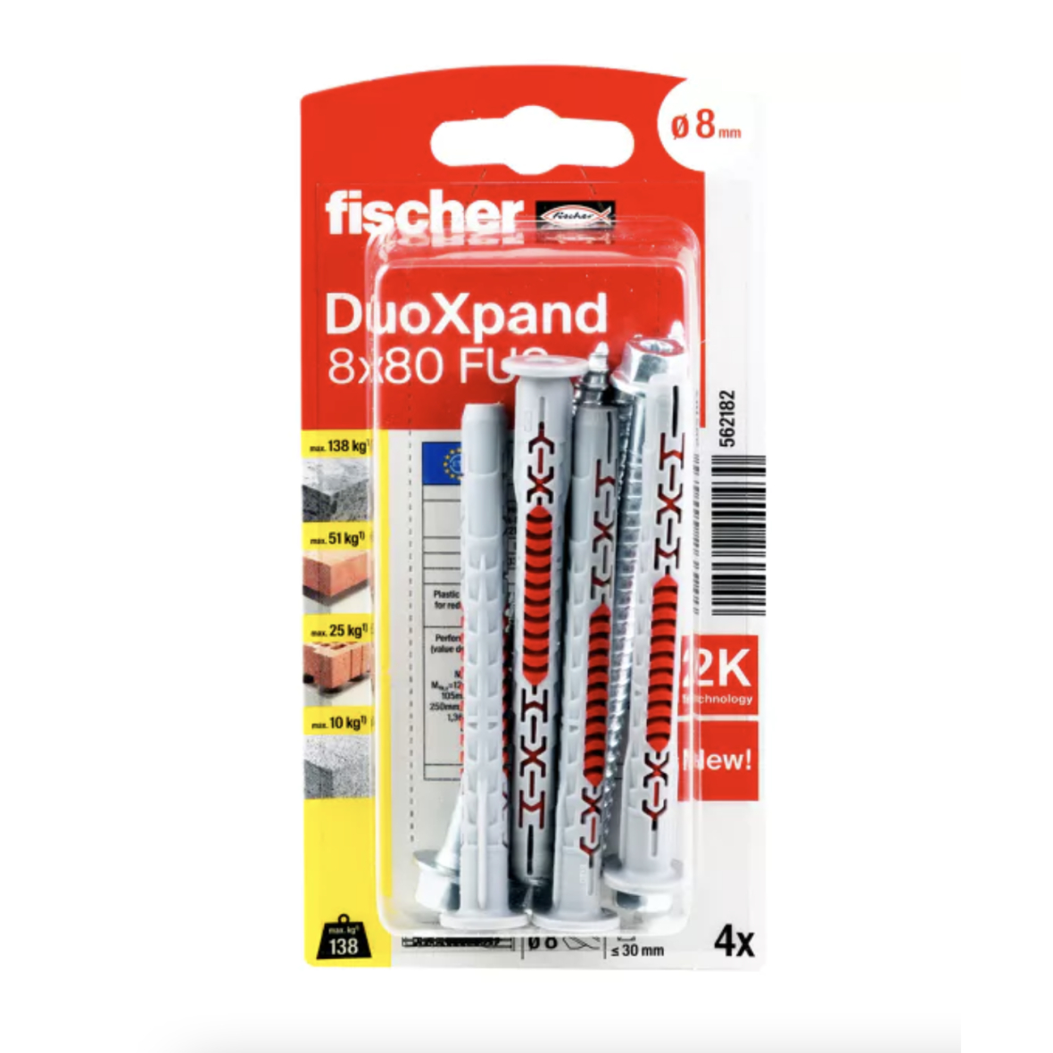 DuoXpand kaištis su varžtu 8x80 FUS, 4 vnt. 3 DuoXpand kaištis su varžtu 8x80 FUS, 4 vnt. 3