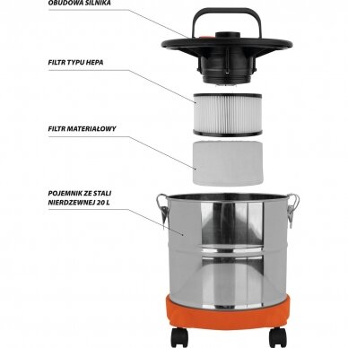Dulkių, pelenų siurblys Sthor 20L 800W (78870) 2 Dulkių, pelenų siurblys Sthor 20L 800W (78870) 2