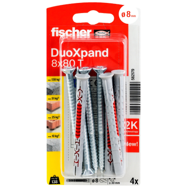 DuoXpand kaištis su varžtu 8x80 T, 4 vnt. 5 DuoXpand kaištis su varžtu 8x80 T, 4 vnt. 5