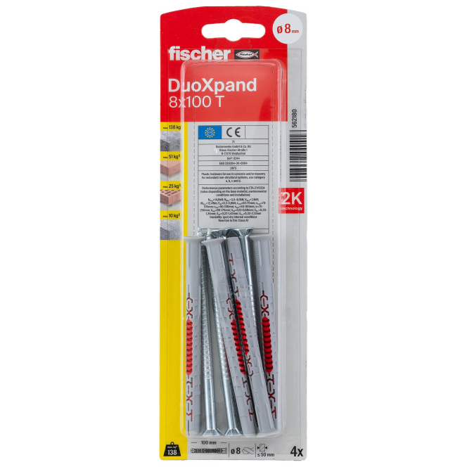 DuoXpand kaištis su varžtu 8x100 T, 4 vnt. 5 DuoXpand kaištis su varžtu 8x100 T, 4 vnt. 5
