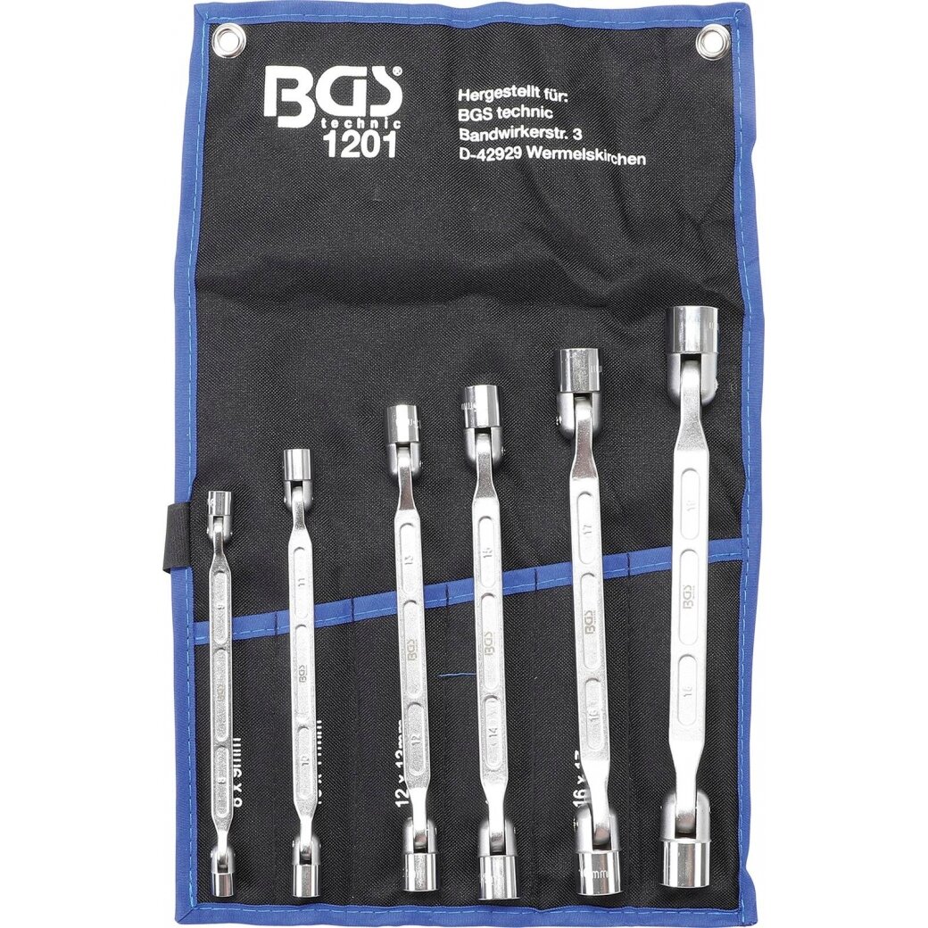 Dvigubų raktų rinkinys su lanksčiomis galvutėmis | 6 vnt. (1201) Dvigubų raktų rinkinys su lanksčiomis galvutėmis | 6 vnt. (1201)